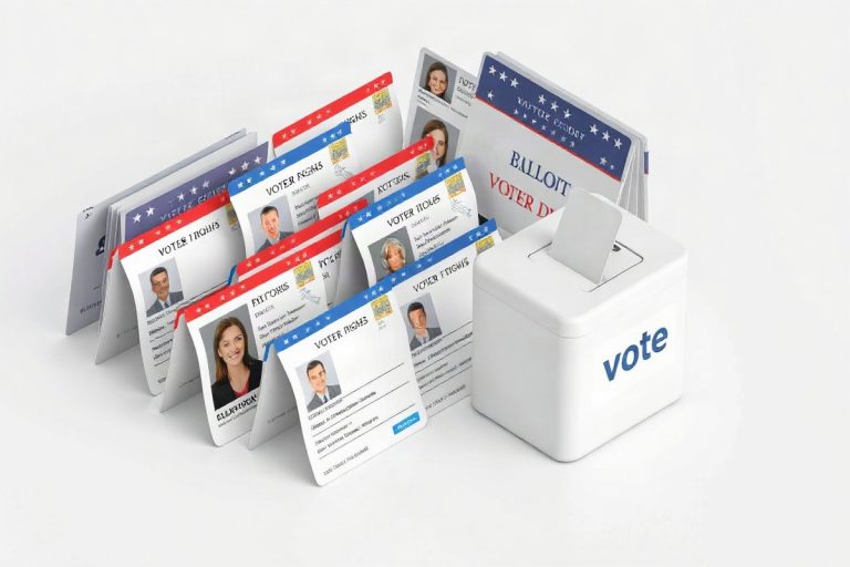 Hero illustration for the article “Exploring the Evolution of Voter ID Laws Across the United States”