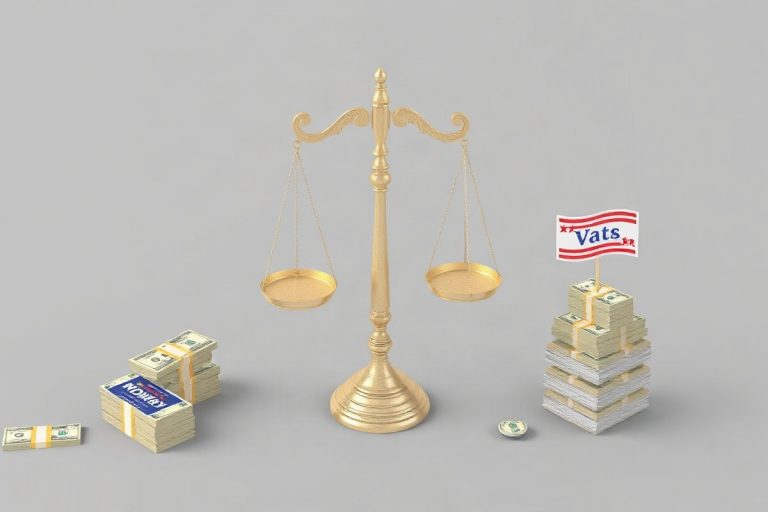 Hero illustration for the article “Elections: The Impact of Supreme Court Rulings on Campaign Finance”
