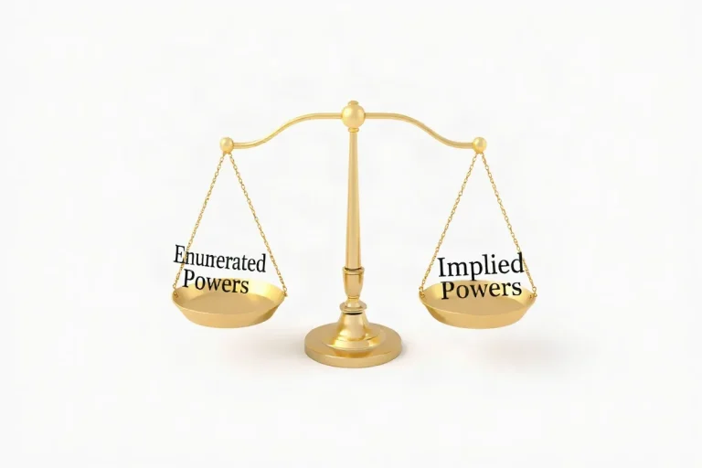 Hero illustration for the article “Enumerated vs. Implied Powers: Foundations of U.S. Authority”