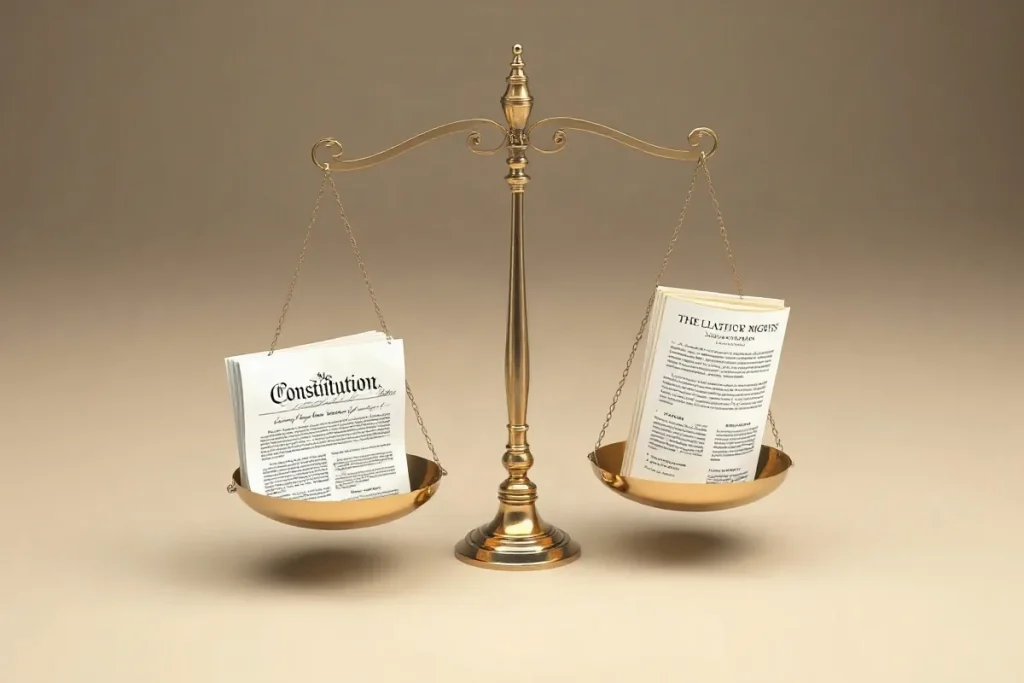 Hero illustration for the article “Constitutional vs Statutory Rights Legal Protections Costs”