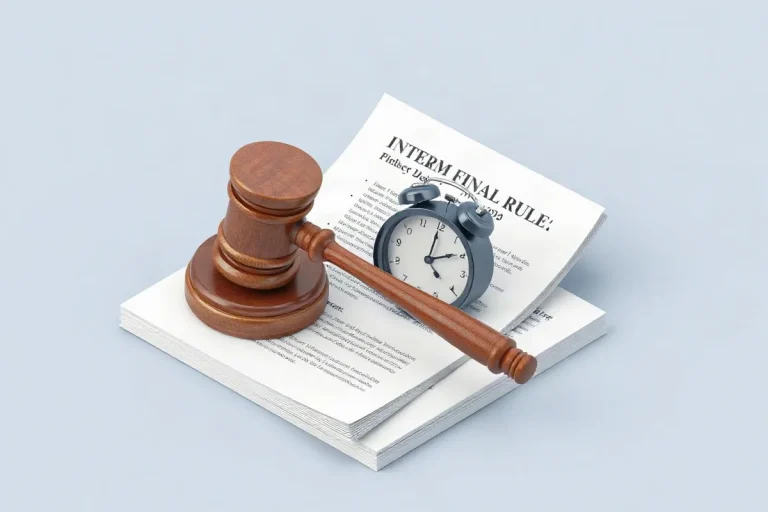 Hero illustration for the article “What an Interim Final Rule Is and How It Affects Policy”