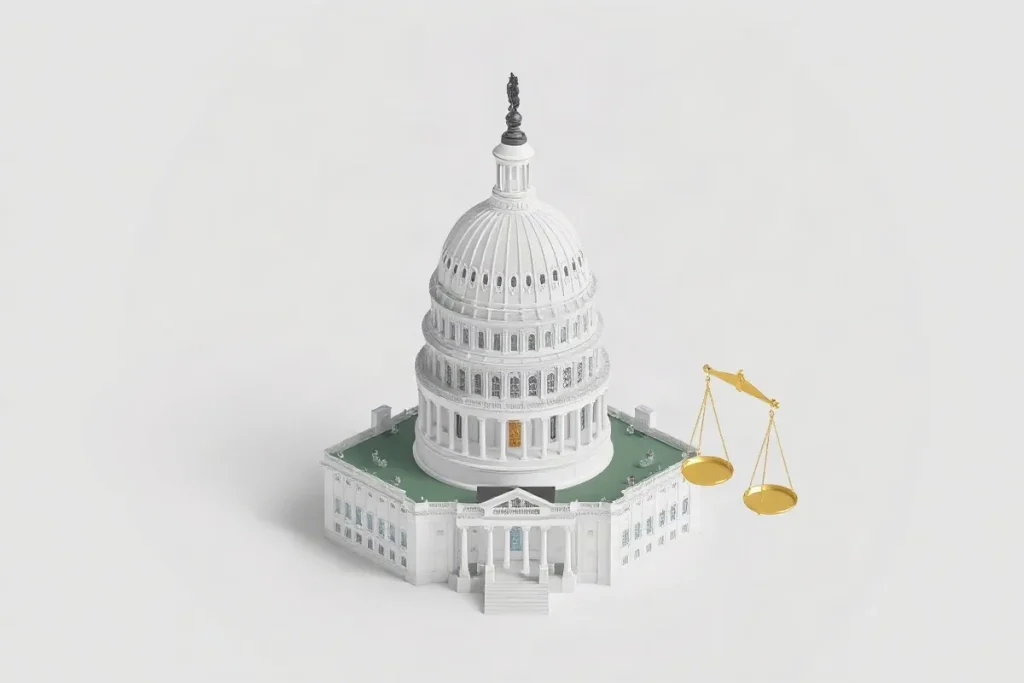 Hero illustration for the article “How Separation of Powers Shapes U.S. Budget Authority”