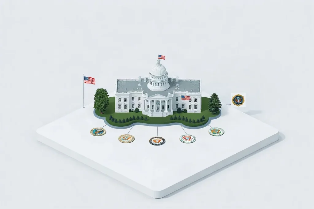 Hero illustration for the article “Executive Branch Succession Guarantees Government Continuity”