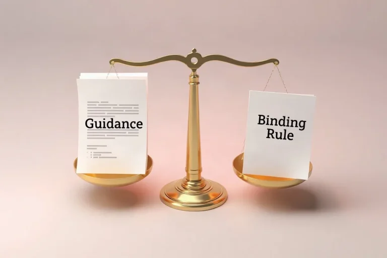 Hero illustration for the article “Guidance Documents vs Binding Rules: Key Budgeting Impacts”