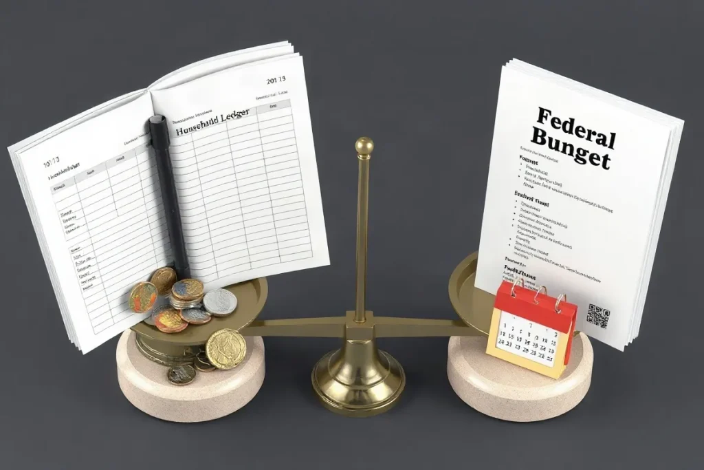 Hero illustration for the article “Federal vs. Household Budgets: Different Rules”