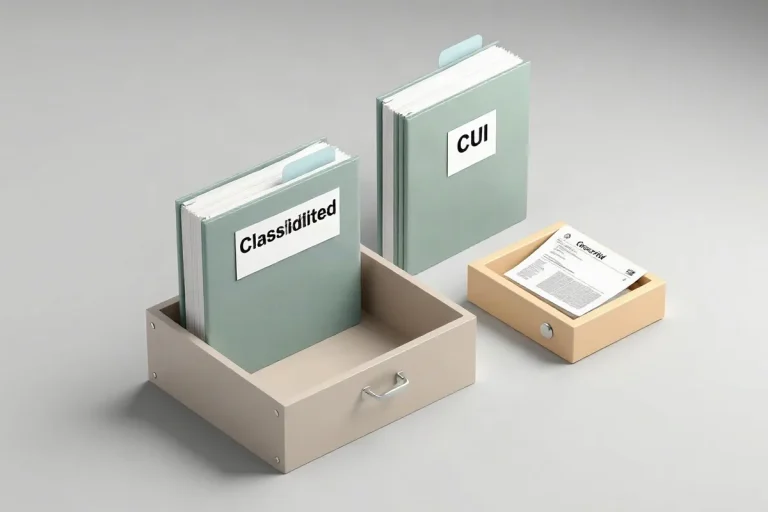 Hero illustration for the article “How Information Gets Classified: CUI vs. Classified”